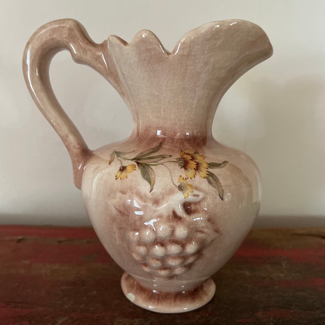 Grape Embossed Vintage Pitcher, Vase For Sale - Image 4 of 9