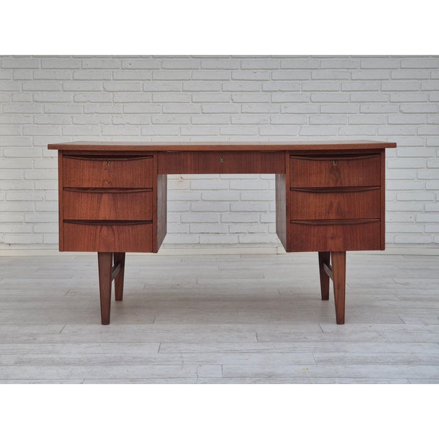 Mid-Century Modern Vintage Danish Teak Desk, 1960s For Sale - Image 3 of 18