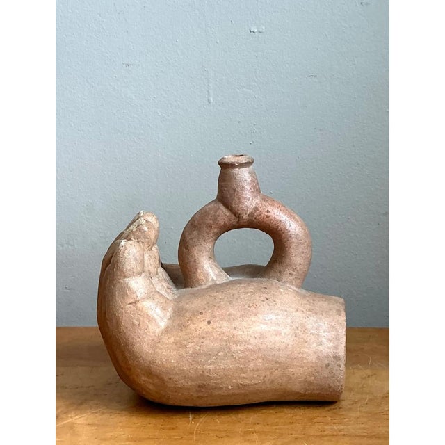 Vintage Sculptural Terracotta Vase For Sale - Image 12 of 12