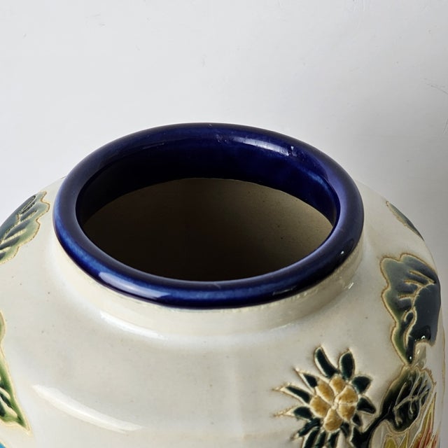 Vintage MCM Signed Studio Art Pottery Sunflower Handmade Ceramic Vase For Sale - Image 4 of 6