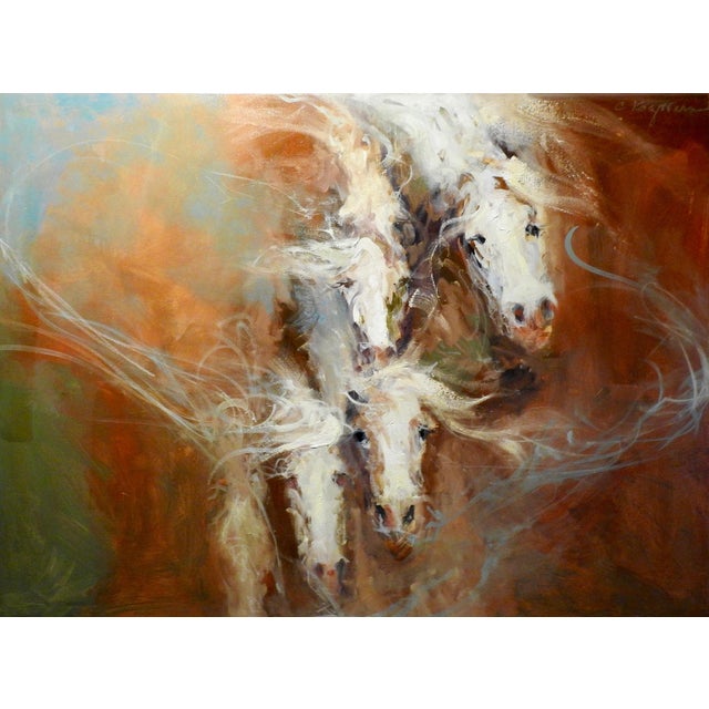 Expressionist Oil Painting, "Iv" Horses Dissipating For Sale