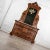 Handsome antique Victorian dresser of solid walnut and burl walnut with white marble top and black painted turned wood and...