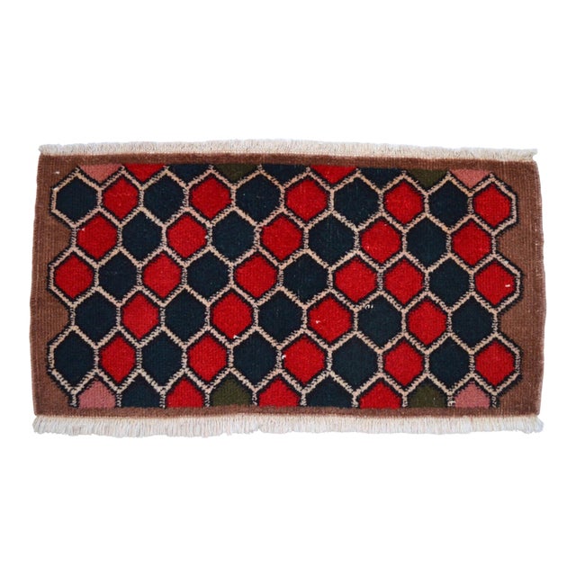 1970s Hand Knotted Small Rug, Entryway Rug, Bath Mat, Kitchen Decor, Turkish Rug, Doormat 1'4" X 2'8" For Sale