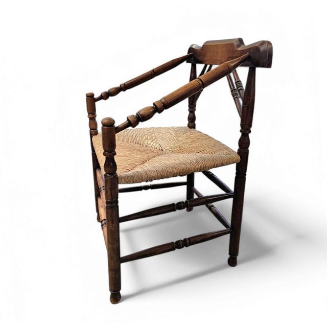 Dutch Oak and Rush Chairs, 1930s, Set of 2 For Sale - Image 10 of 15