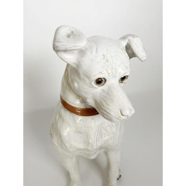 White Glazed Ceramic Dog Sculpture, France, 1970s For Sale - Image 4 of 16