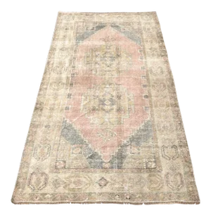 Turkish Vintage Faded Oushak Rug- 3′7″ × 6′9″