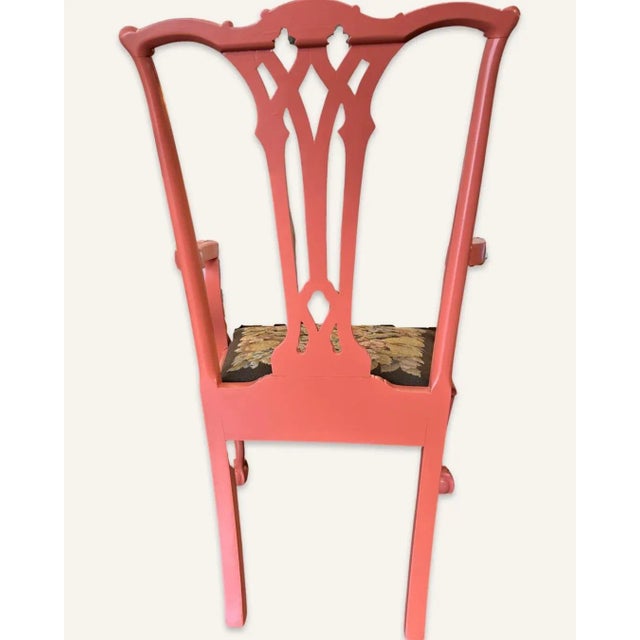 Chippendale Large 20th Century Painted Chippendale Style Armchair For Sale - Image 3 of 7