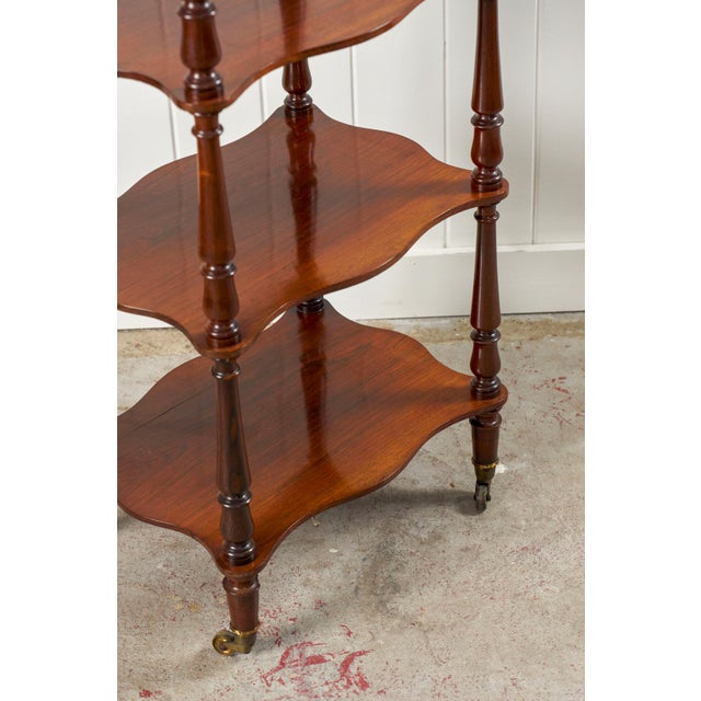 Wood Late 19th Century Victorian Rosewood Whatnot With Scalloped Edge For Sale - Image 7 of 9