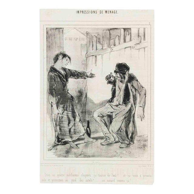 Paul Gavarni, Impressions of Ménage, Plate 2, Mid-19th Century, Lithograph For Sale