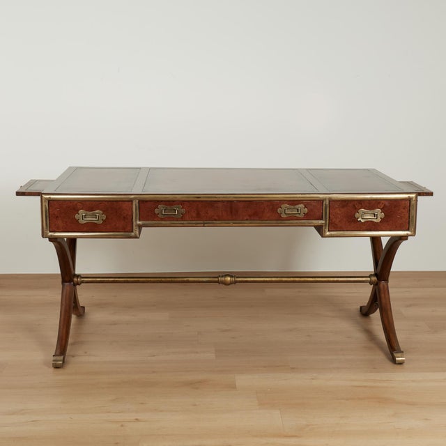 Campaign Vintage Leather Top Desk From the Hemmingway Collection by Thomasville For Sale - Image 3 of 18