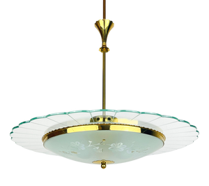 Vintage Disk Chandelier attributed to Pietro Chiesa for Fontana Arte, Italy, 1940s