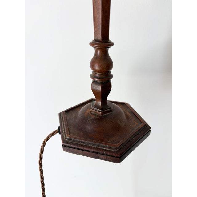 Antique Turned Hexagonal Wooden Table Lamp, Britain, 1920s For Sale - Image 3 of 7