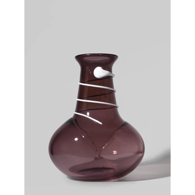Burgundy and White Art Glass Vase by Monica Backström for Kosta Boda, 2002 For Sale - Image 6 of 6