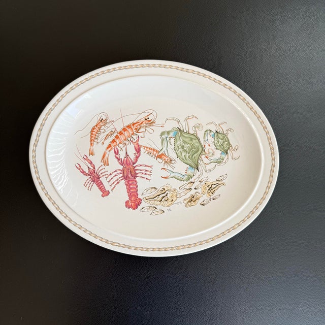 Vintage Ljungberg Coquillage seafood serving platter. This beautifully detailed platter features a classic shellfish motif...
