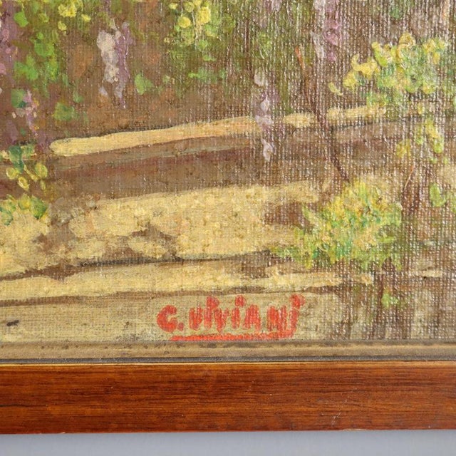 Giuseppe Viviani, Scenes with House Including Double-Sided Artwork, Oil Paintings, Set of 2 For Sale - Image 8 of 11