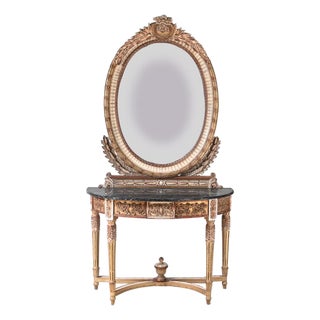 French Console Table with Mirror For Sale