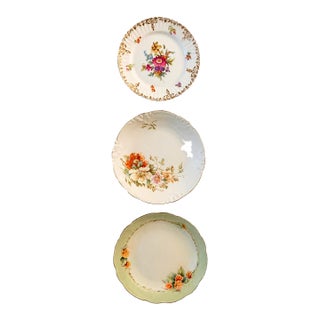 Antique German Porcelain Plate Wall Trio Collection | Early 1900s Tielsch Bavaria Prussia For Sale