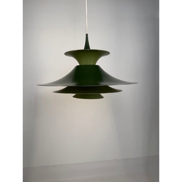 Radius Pendant Lamp in Dark Green by Erik Balslev for Fog & Mørup, Denmark, 1970s For Sale - Image 9 of 9