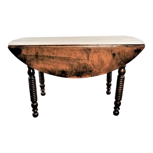 19th Century French Country Rustic Drop Leaf Table | Chairish