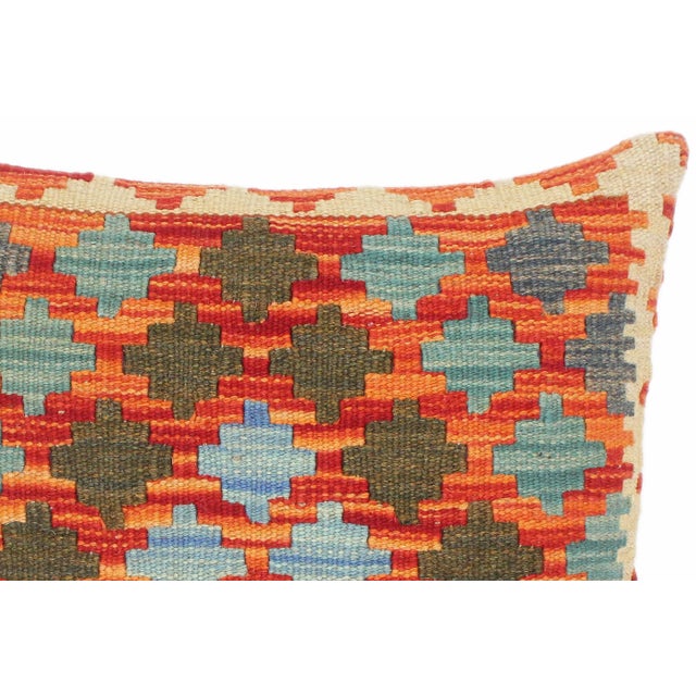 Rustic Geometric Turkish Timika Hand Woven Kilim Throw Pillow For Sale - Image 3 of 5