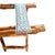 English Vintage Bamboo Folding Luggage Rack With Blue & White Greek Key Straps For Sale - Image 3 of 5