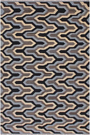 Contemporary Modern Hand-Woven Kilim Wool Rug - 6′1″ × 8′2″