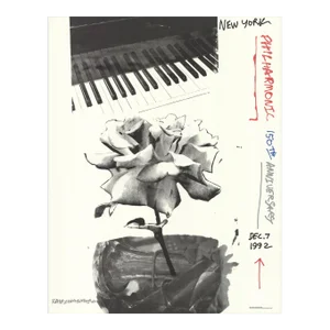 1992 Robert Rauschenberg 'New York Philharmonic 150th Anniversary' Pop Art Black & White,Red,Blue,Gray USA Offset Lithograph