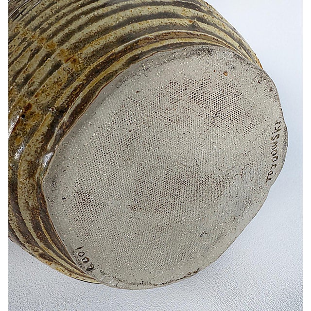Tall Coil Pottery Drizzle Glaze Hand Built Vase Signed Tojoowski 2001 For Sale In Miami - Image 6 of 7