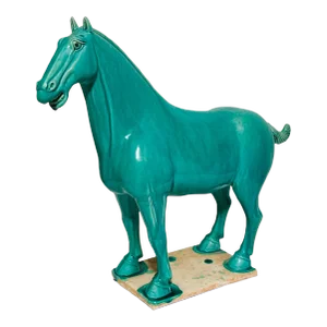 Vintage Ceramic Horse Standing Four Square on Plaque
