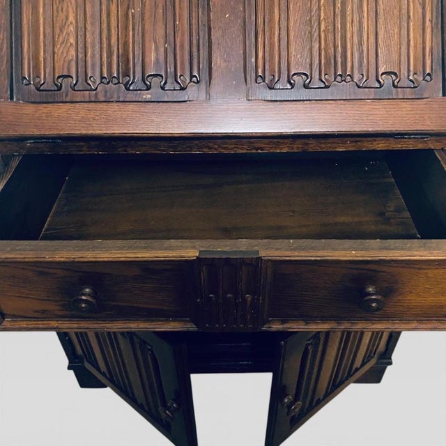 Vintage Oak Writing Secretary in Oak with Fall-Front For Sale - Image 5 of 10