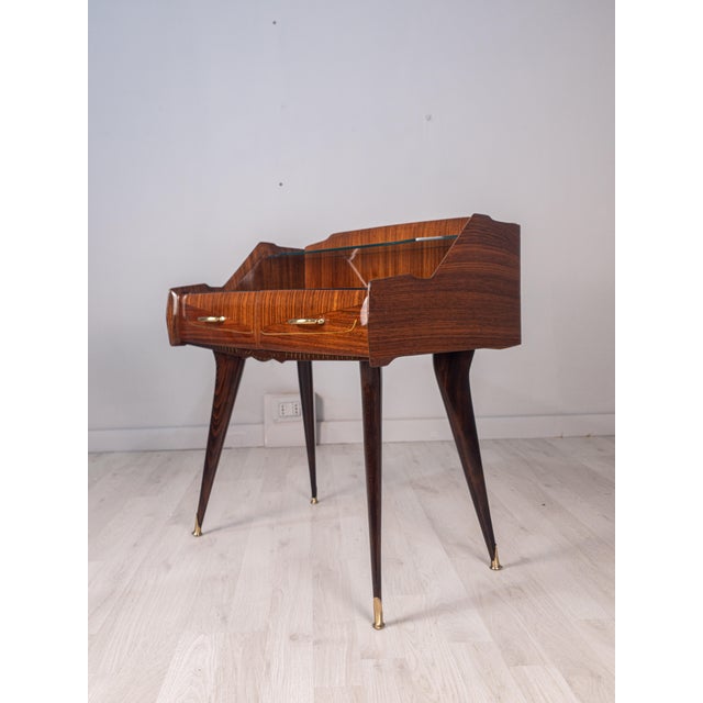 Mid-Century Italian Bedside Tables with Double Glass Tops, 1950s, Set of 2 For Sale - Image 15 of 18