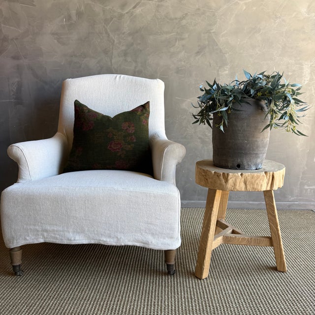 This solid stump slice was turned into a side table or stool. The solid thick top has a beautiful movement with unique...