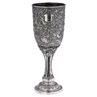 19th Century Chinese Export Silver Goblet from Lee Ching, 1870s For Sale