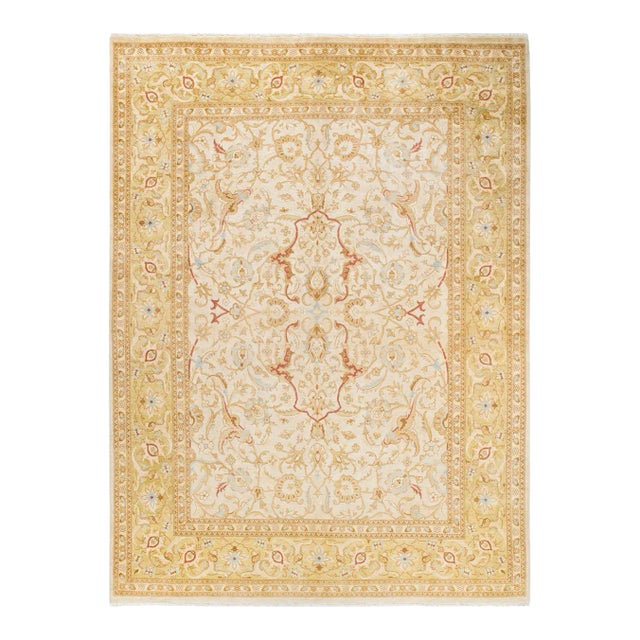 Eclectic, One-of-a-Kind Hand-Knotted Area Rug - Ivory, 9' 1" x 12' 0" For Sale
