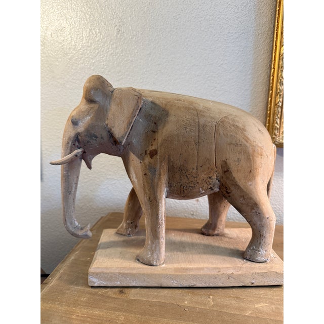 Hand Carved Antique Wooden Elephant Sculpture For Sale - Image 6 of 10