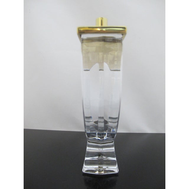 Transparent Waterford Crystal & Brass Menorah Holiday Chanukah Candle Holder Original Box For Sale - Image 8 of 14