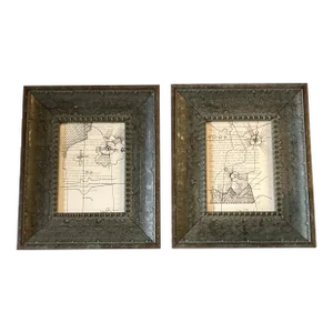 Contemporary 2 Original Abstract Ink Drawings Chunky Frames-A Pair