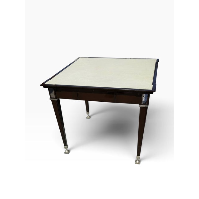 Art Deco Nancy Corzine Marchand French Mahogany & Leather Game Table For Sale - Image 3 of 3