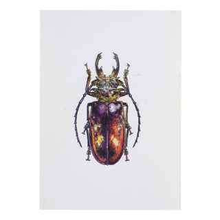 Juris Utans, Orange-Purple Beetleman, 2021, Mixed Media on Paper For Sale