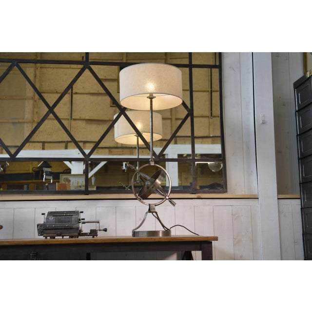 Gray Neoclassical Astrolabe Lamp by Jean-Pierre Ryckaert, 1960s For Sale - Image 8 of 8