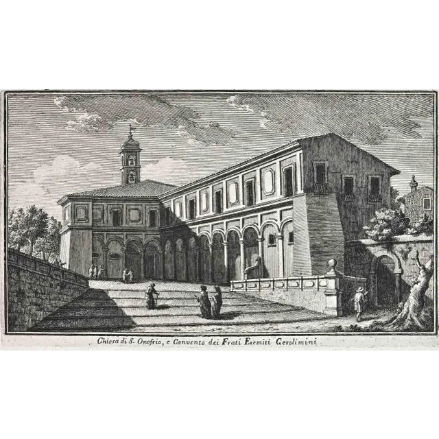 S. Onofrio Church is an original etching of the Late 18th century realized by Giuseppe Vasi. Signed and titled on plate...