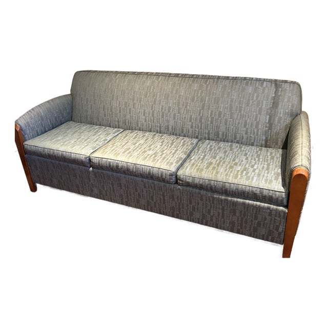 1990s Mueller Mid Century Modern Blue Sofa For Sale