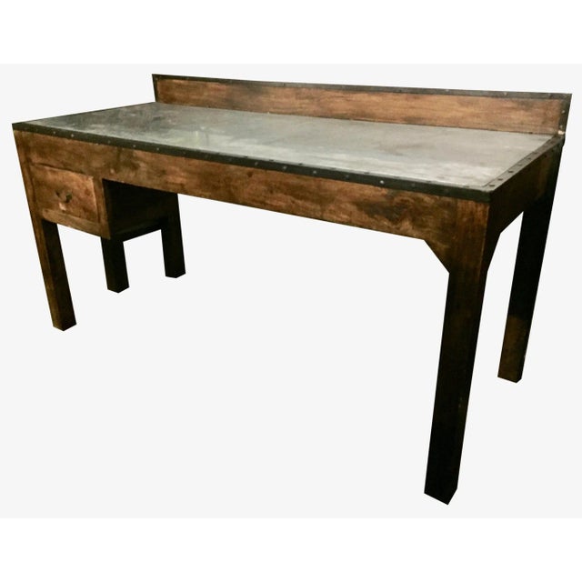 Antique Country Work Table | Island With Stainless Steel Top For Sale - Image 11 of 11