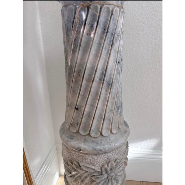 Pair of Vintage Neoclassical Carved Marble Pedestals With Spiral Columns For Sale - Image 12 of 12