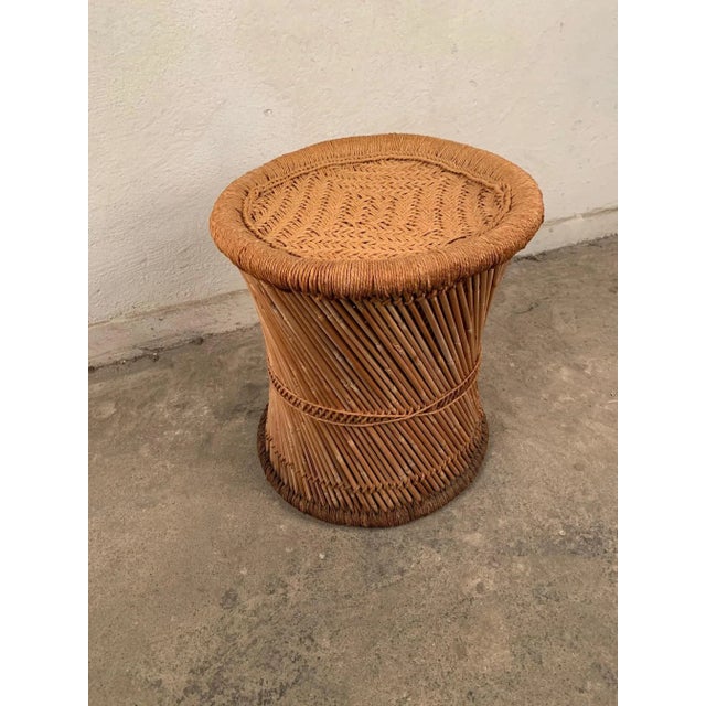 Mid-Century Modern Rattan Pouf, 1960s For Sale - Image 4 of 9
