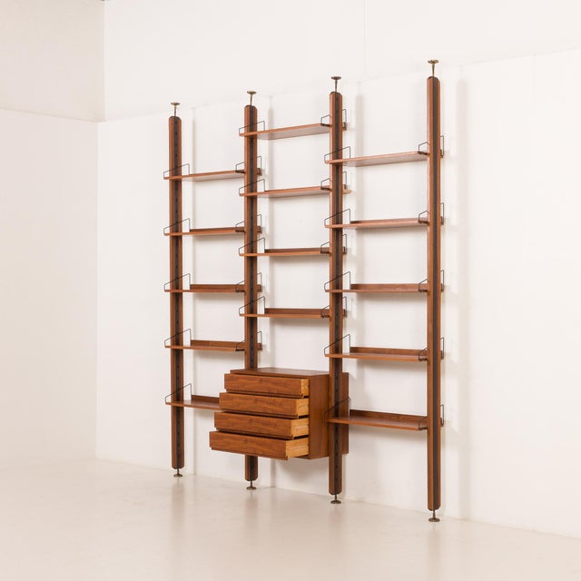 1960s Mid-Century Modern Italian Teak Wall Unit, 1960s For Sale - Image 5 of 16