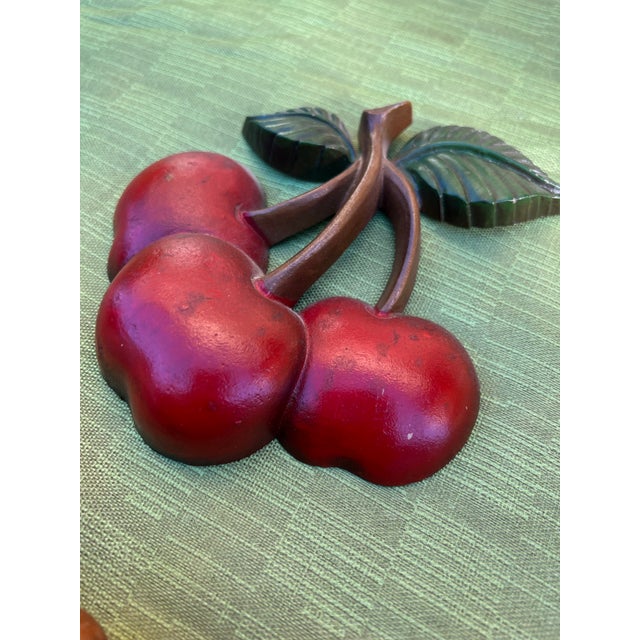 Shabby Chic Small Vintage Metal Cherry Wall Hanging For Sale - Image 3 of 4