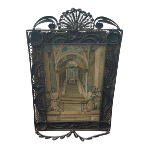 1920s Folk Art Sterling Silver Spun Fligree Photo Frame