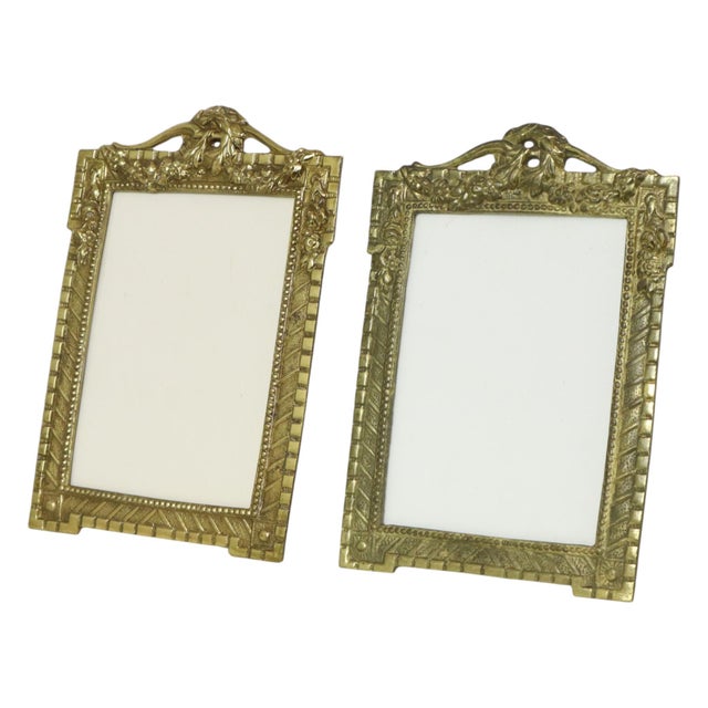 Antique French Polished Brass Photo Frames, 1890s, Set of 2 For Sale - Image 9 of 18