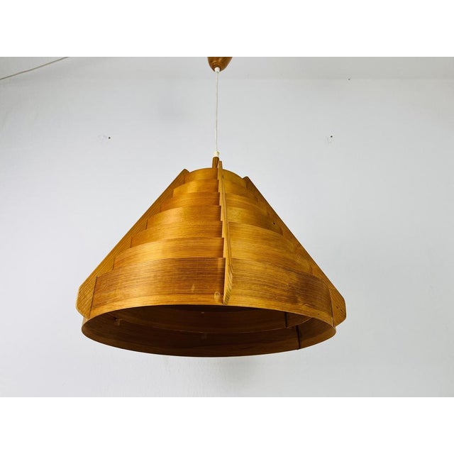 Mid-Century Modern Wooden Pendant Lamp by Hans-Agne Jakobsson, Sweden, 1960s For Sale - Image 4 of 16